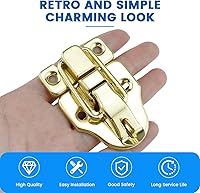 Vista 4 de SDTC Tech Paquete de 2 cajas de estilo retro dorado con cierre de palanca, de metal antiguo, con agujero para candado para joyero, gabinete, caja