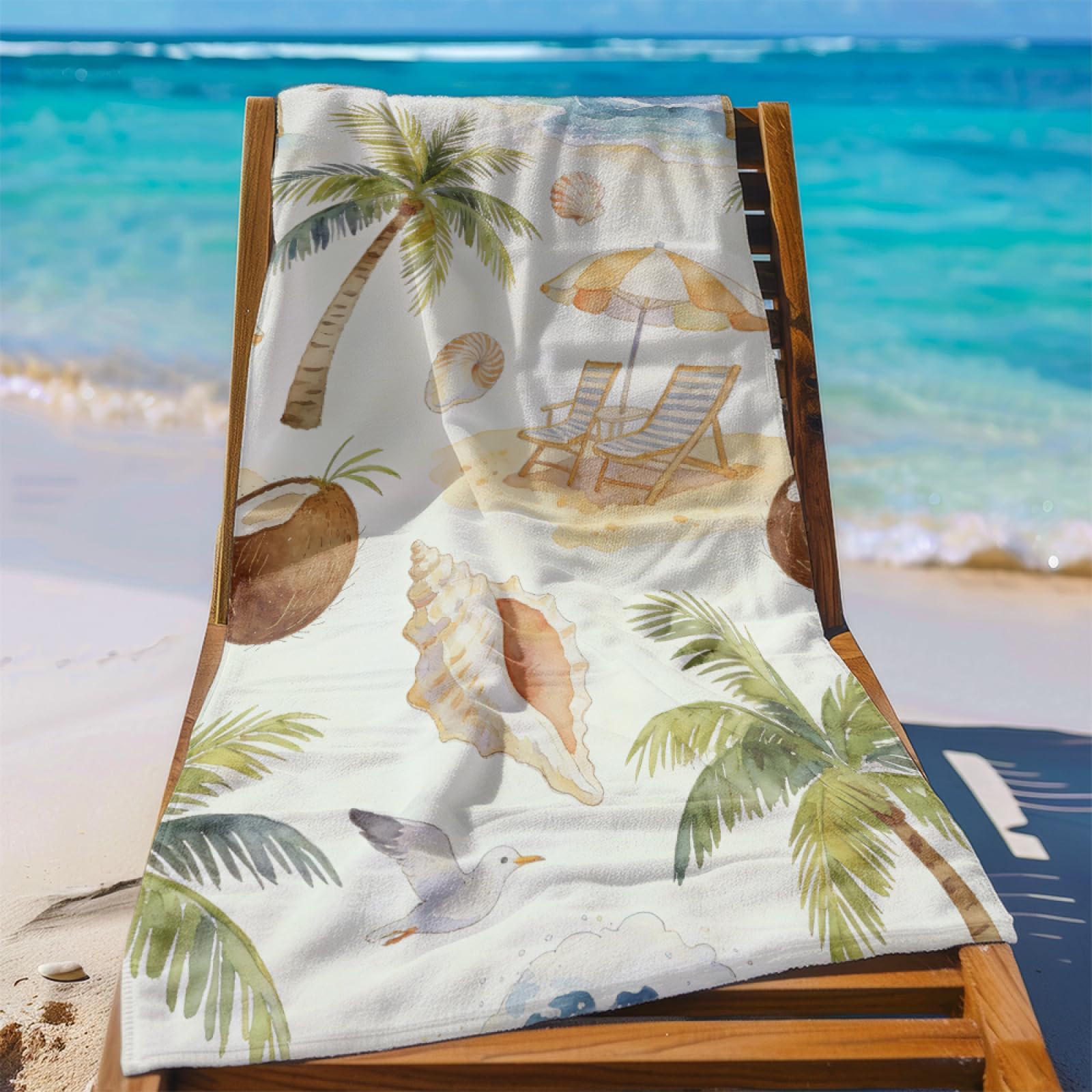 Fouta PlageShells De Plage Blanche Modèle Surdimensionné avec Diverses Tailles, Respirante et Portable, Parfaite pour Voyages Sorties Piscine et Usage Extérieur Quotidien 90x160 cm