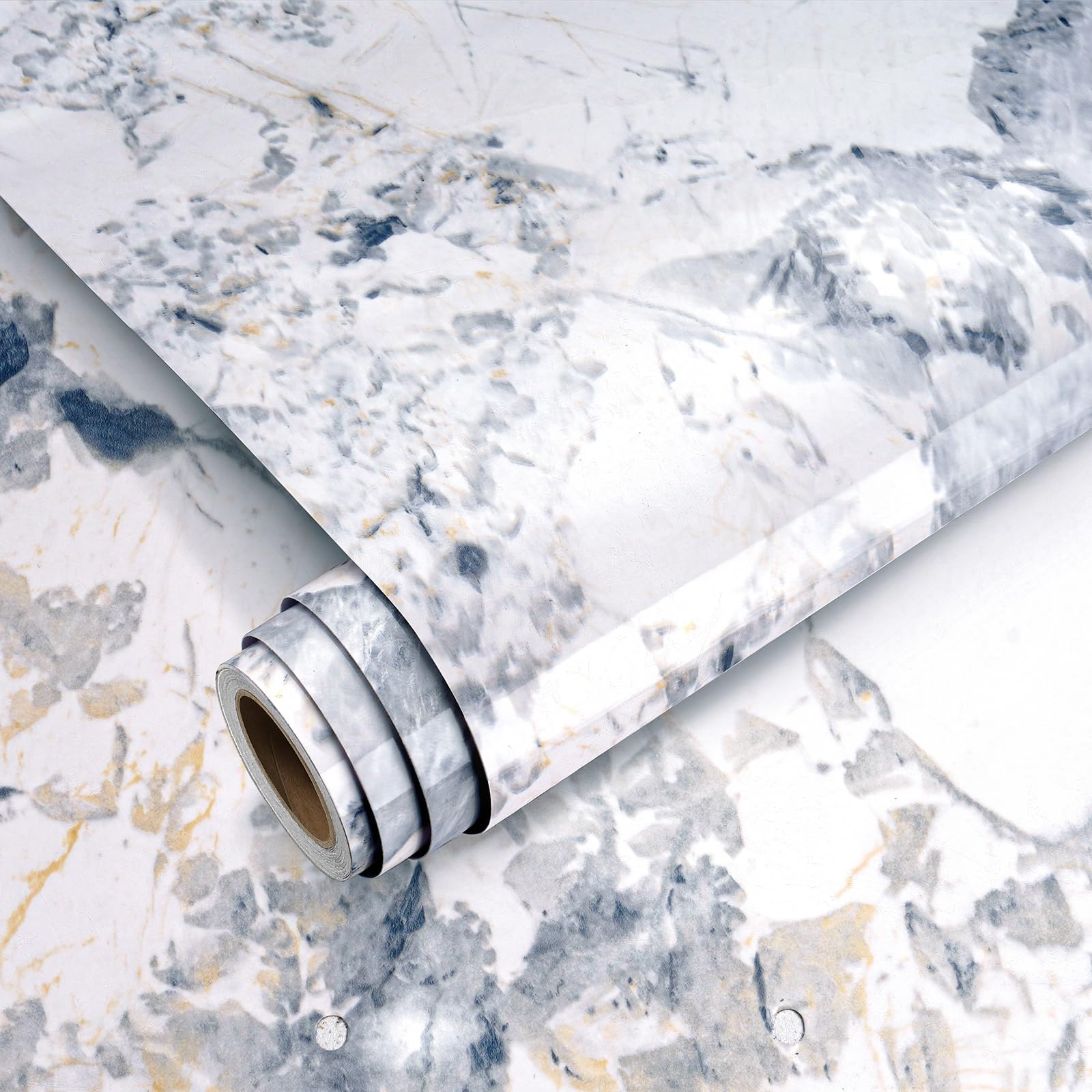 Yenhome Contact Paper Marble Contact Paper for Countertops Waterproof 30"X118" Lustrous Countertop Contact Paper Waterproof White Granite Marble Wallpaper for Bedroom Walls Bathroom Kitchen Backsplash