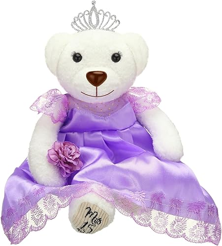 Oso de membrillo con vestido de 18 pulgadas, muñeca de quinceañera de peluche para 15 años con vestido centro de mesa para quinceañera de 15 años