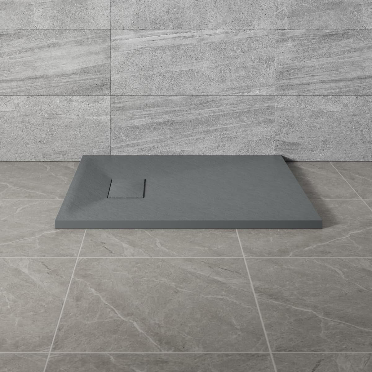 NRG 1000x700mm Anthracite SMC Rectangle Shower Tray Slip-Resistance Bathroom Shower Enclosure Base Tray