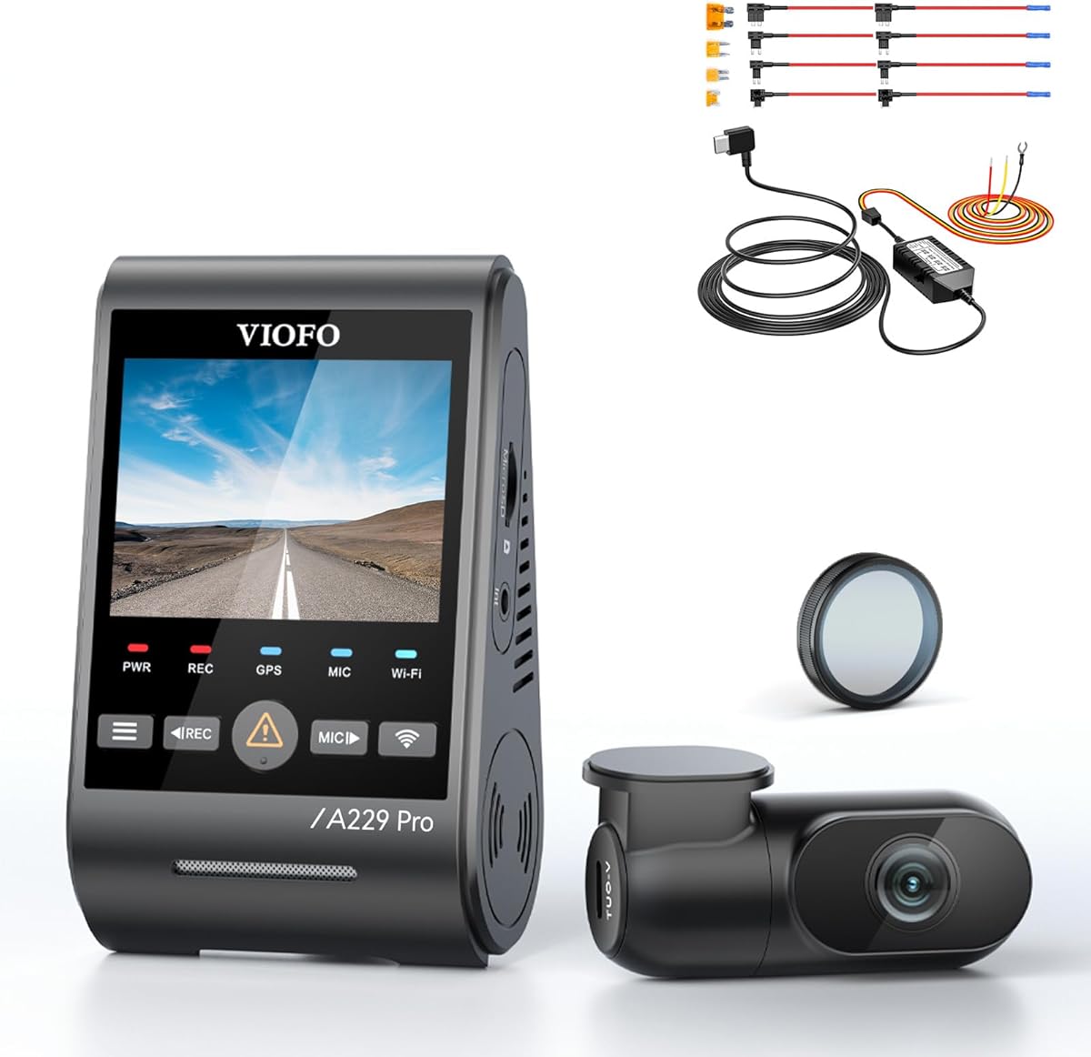 【Bundle: VIOFO A229 Pro 2CH + HK4 Hardwire Kit with 8pcs Fuse Tap】 VIOFO A229 Pro 4K HDR Dash Cam, Dual STARVIS 2 IMX678 IMX675, 4K+2K Front and Rear Car Camera, 2 Channel with HDR, 5GHz WiFi GPS
