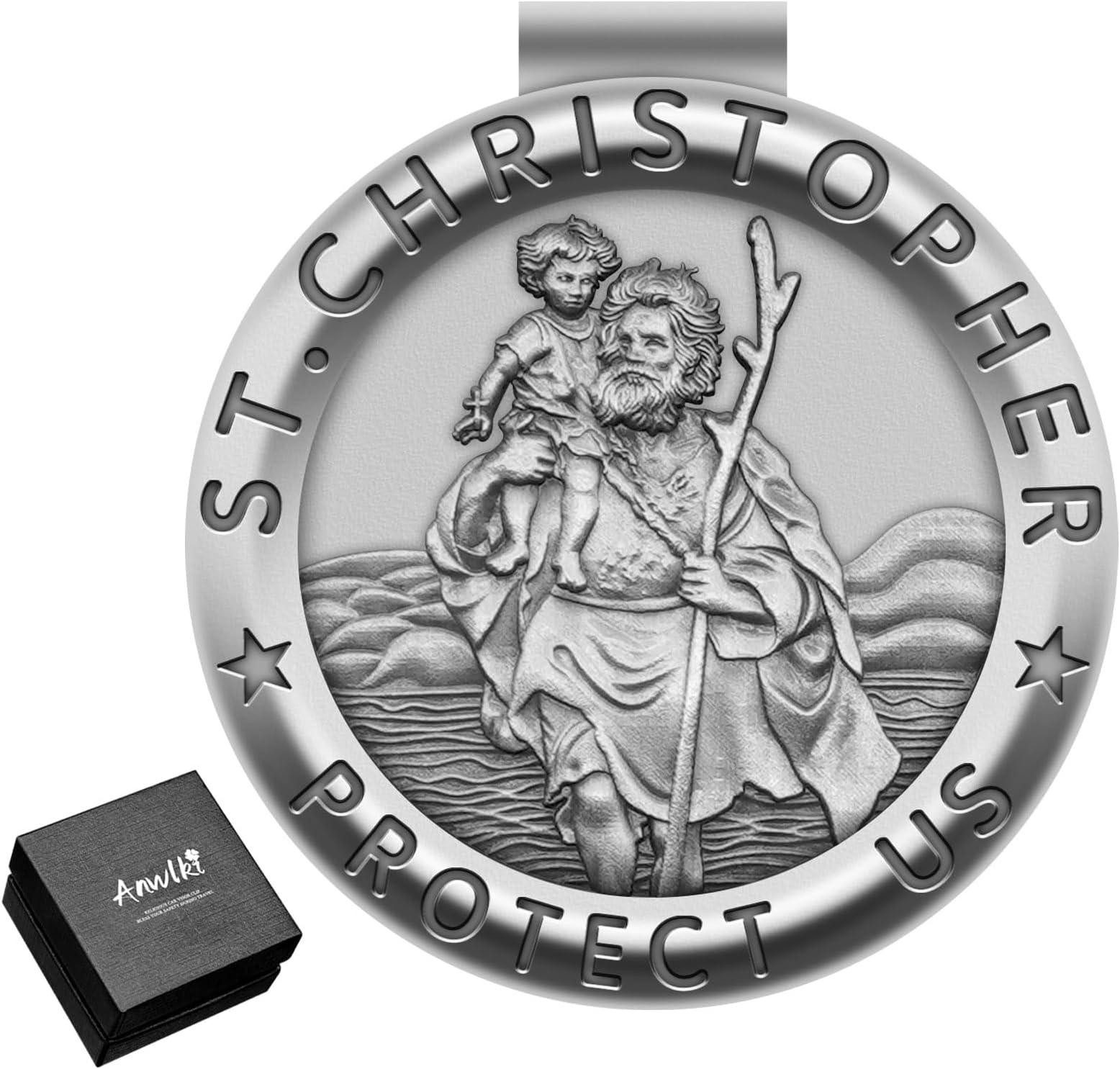 St Christopher Medal for Car Silver Saint Christopher Visor