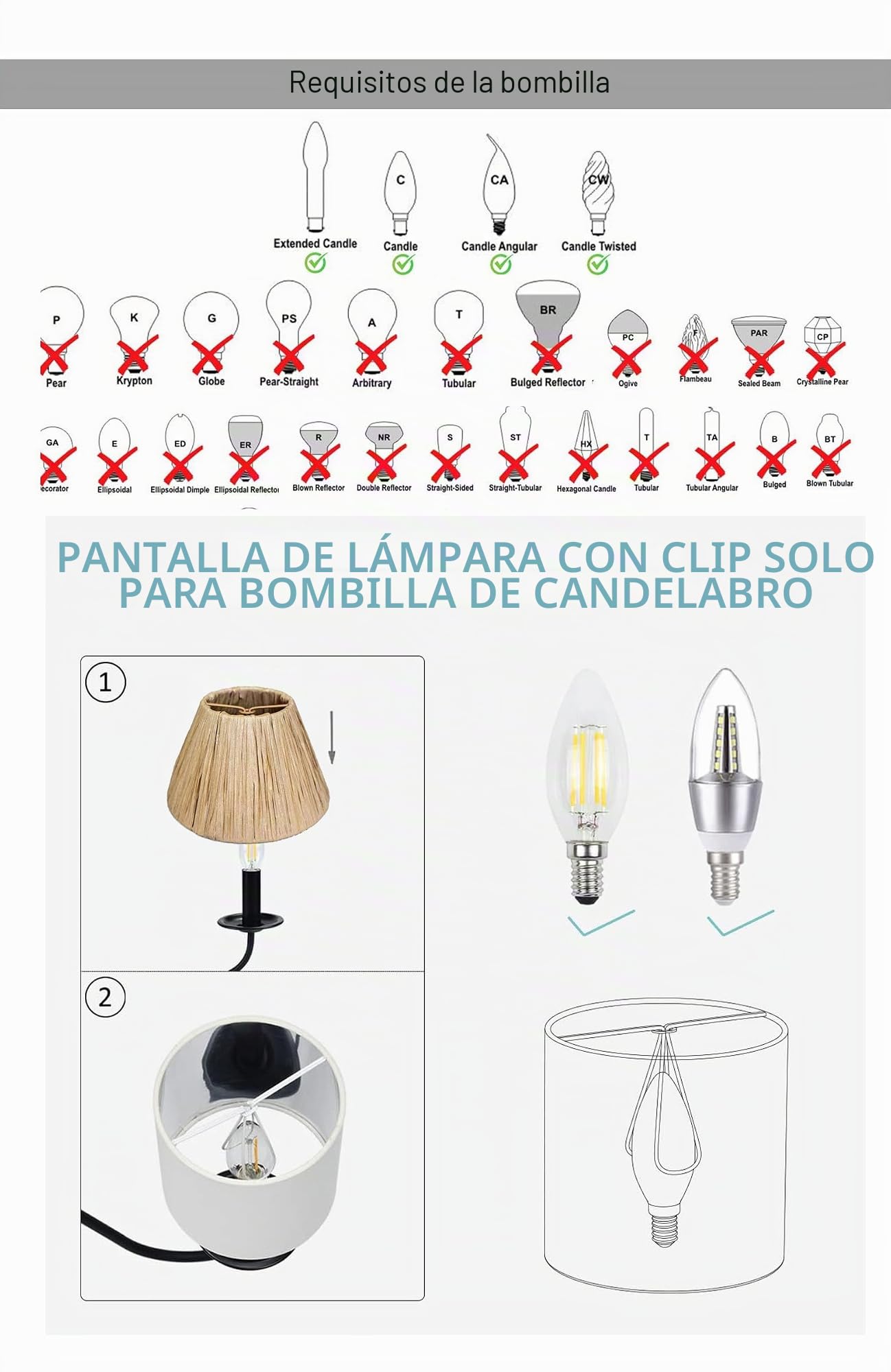Pantalla Juego de 6 pantallas pequeñas E14,mini pantallas de clip,lámpara de techo, lámpara de repuesto