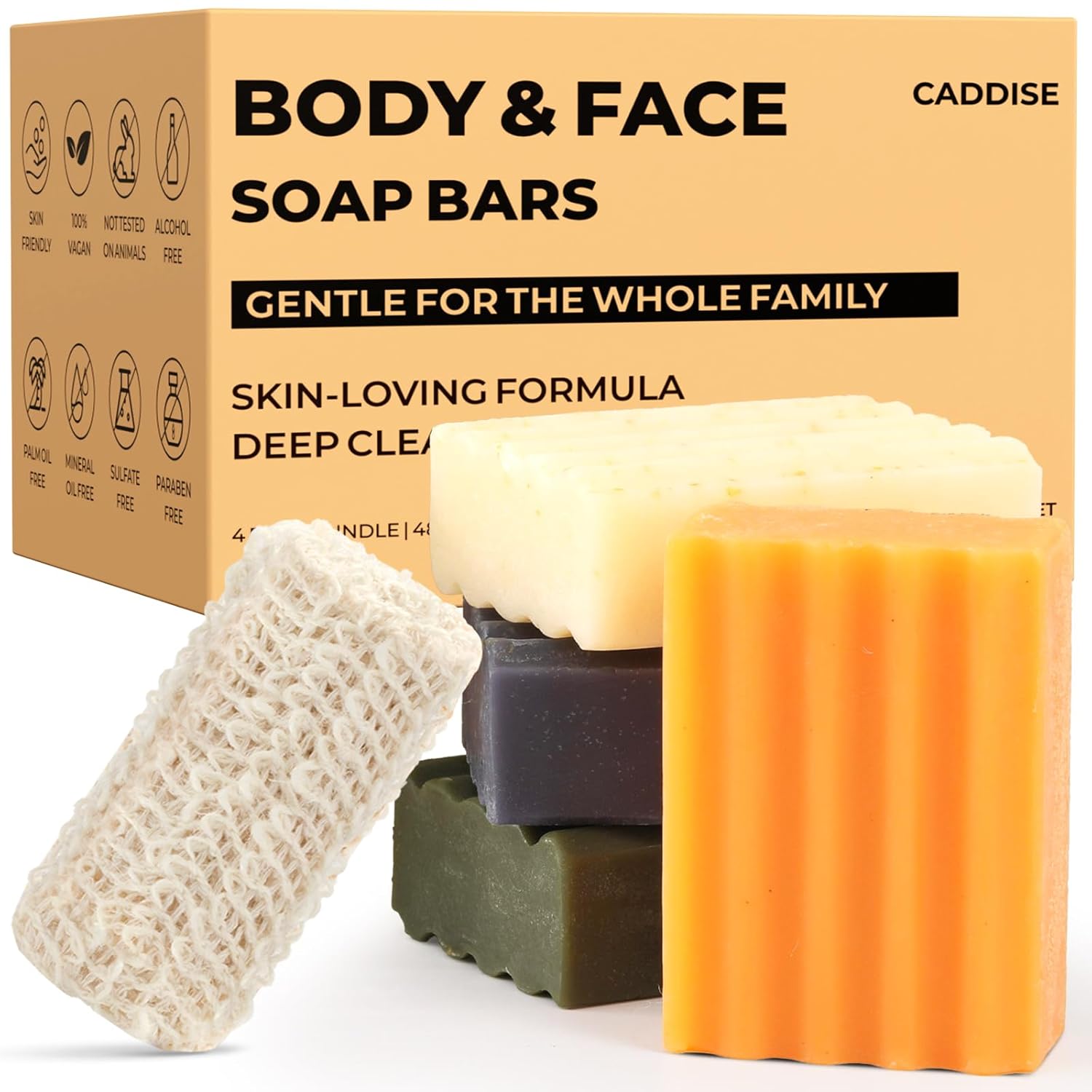 Natural Soap Bar – Cold Process Handmade Soap for Face & Body Wash, Moisturizing & Cleansing with Tea Tree & Coconut Oil, Shea Butter, Jojoba & Honey, Gift Set for Men & Women, 4 Pack 16.8 Oz