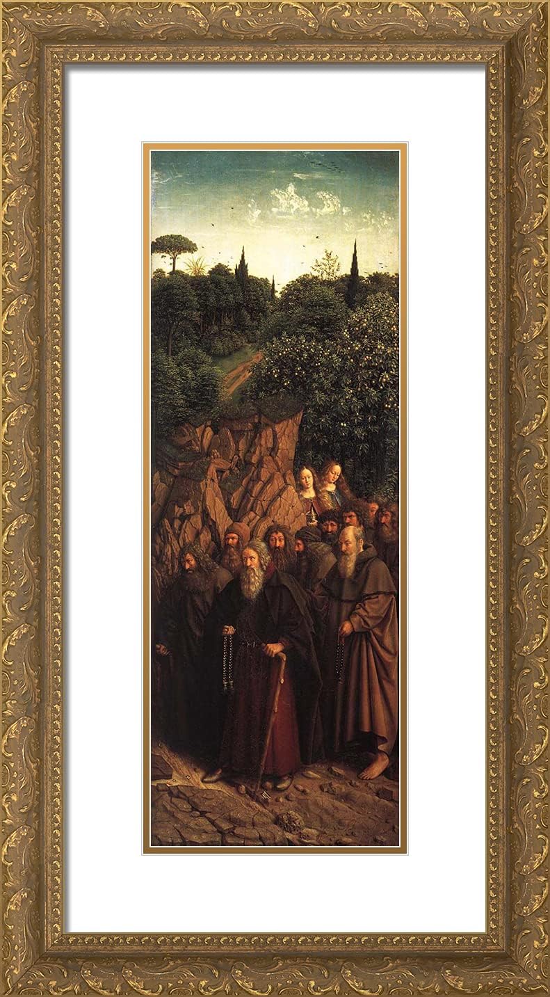 ArtDirect Van Eyck, Jan 14x24 Gold Ornate Framed Art Print with Double Matting Titled: The Ghent Altar