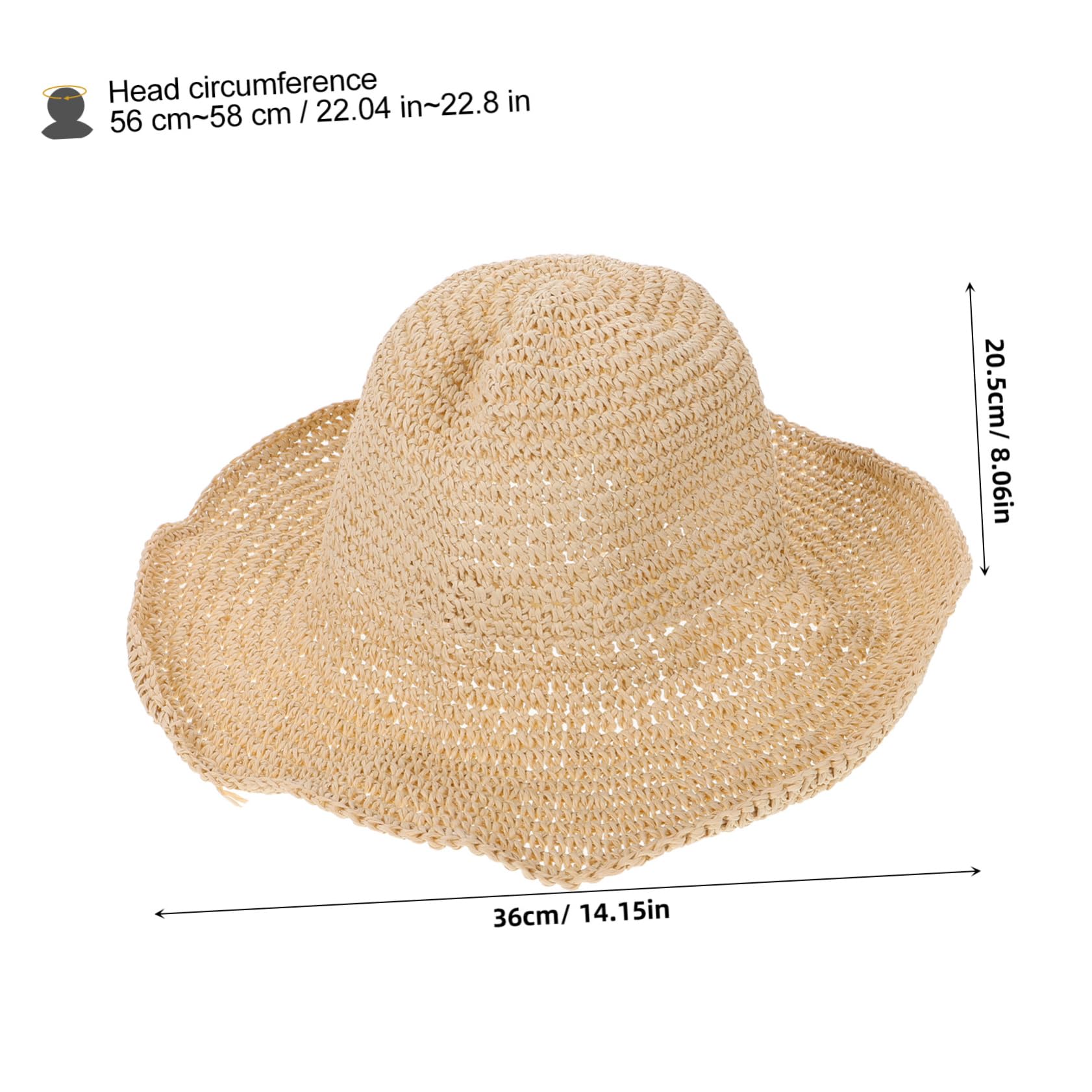 BESPORTBLE Womens Foldable Bucket Hat for Sun Lightweight Woven Beach Cap for Spring Autumn Breathable Wide Brim Hat for Travel Outdoor Activities Fits Beige
