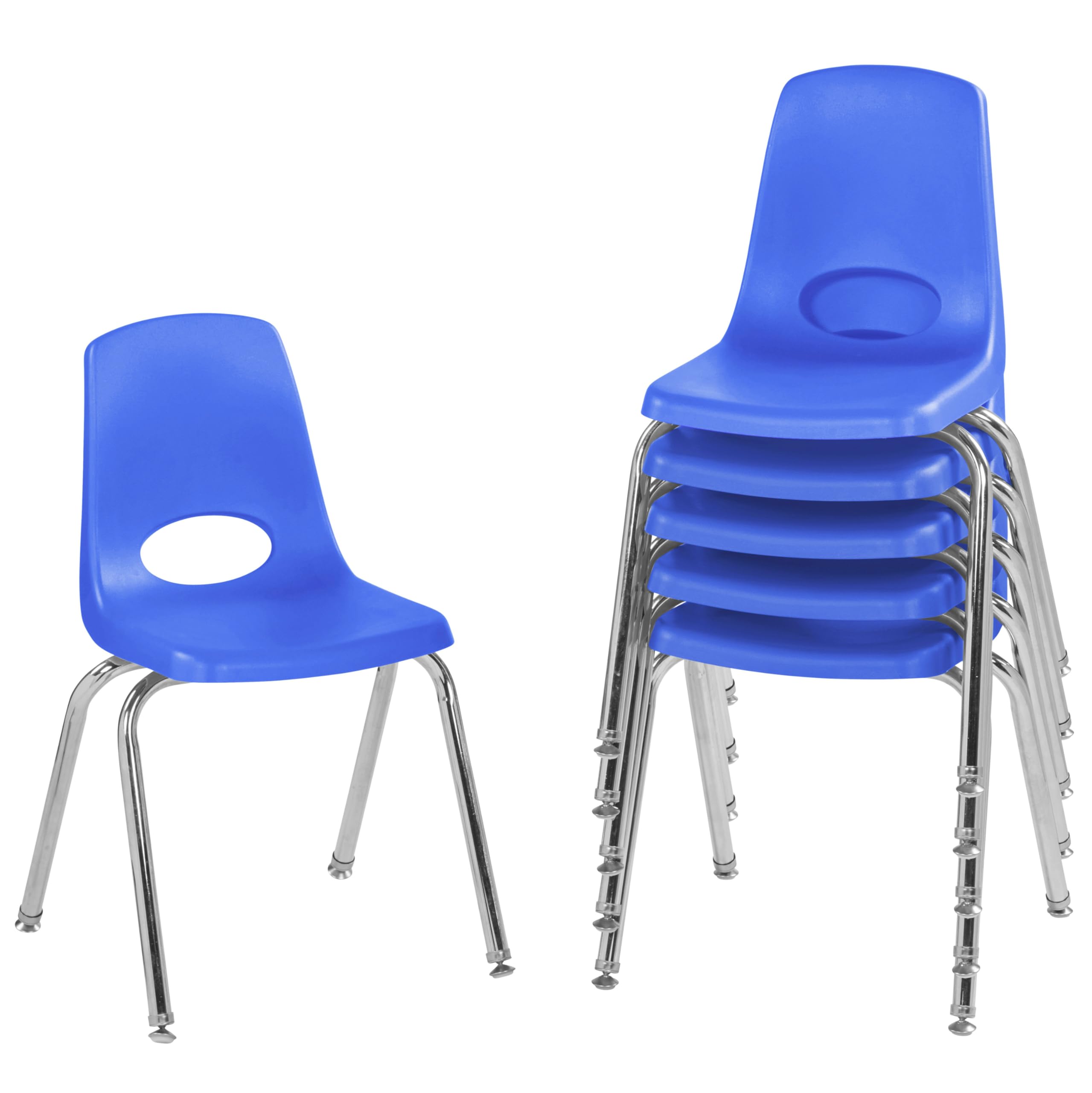 FDP 16" School Stack Chair with Swivel Glides, Blue, 6-Pack, 10368-BL