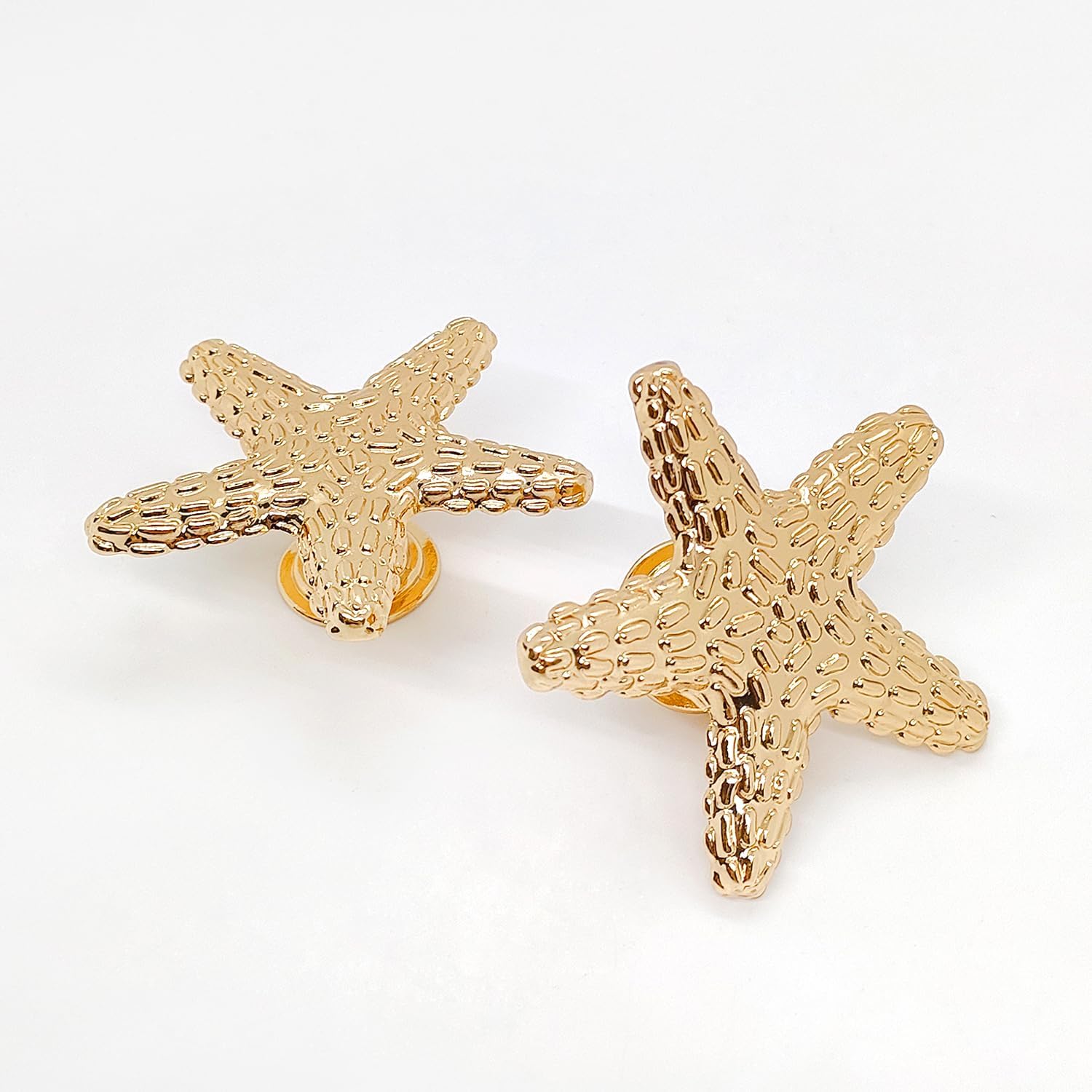 4pcs Starfish Handles - Right Angle Kitchen Cabinet Drawer Knobs (Gold)