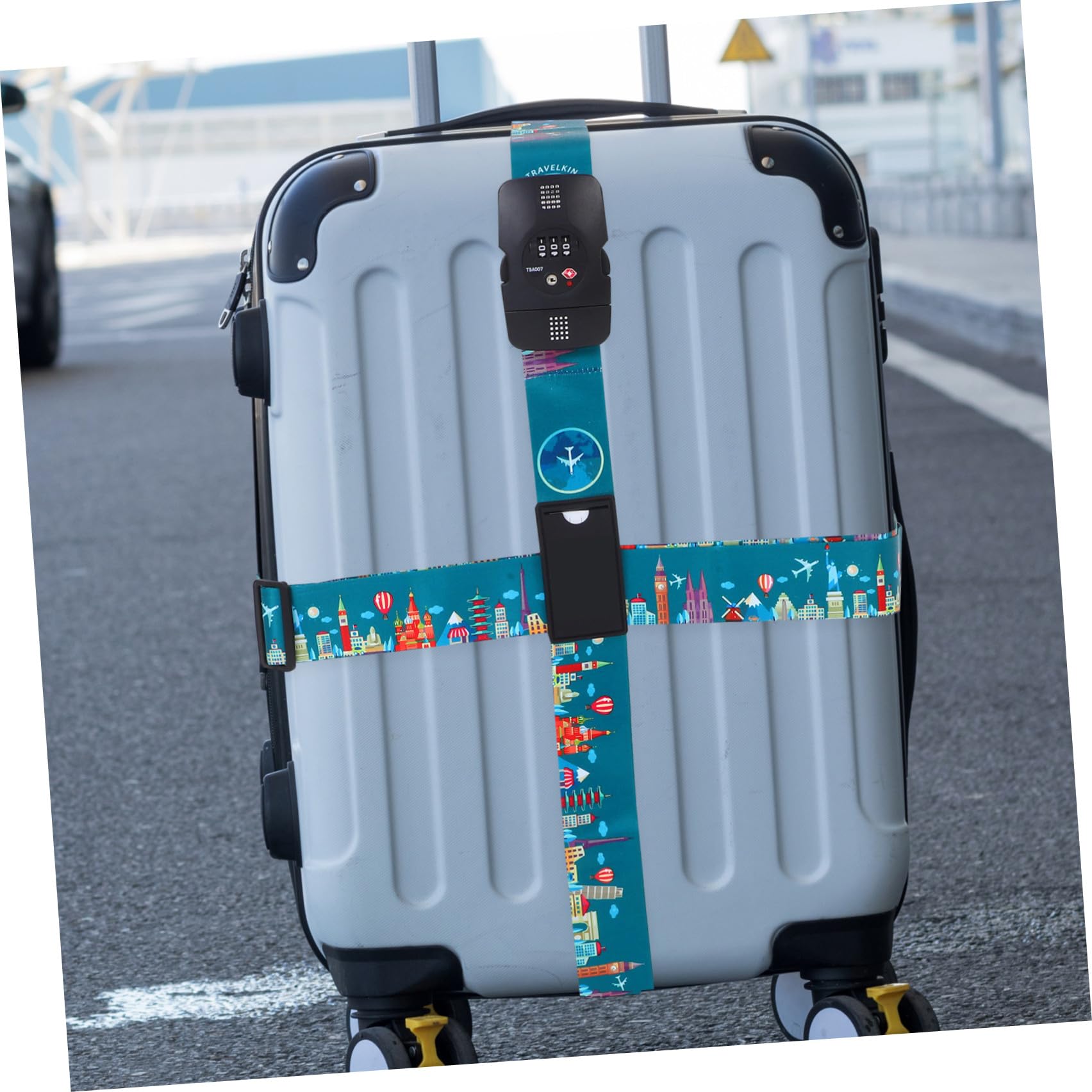 SOLUSTRE Gepäckgurt Mit Zahlenschloss Für Koffer, Verstellbare Länge, Polyester, Reisegepäckgurt Für Reisen Und Urlaub