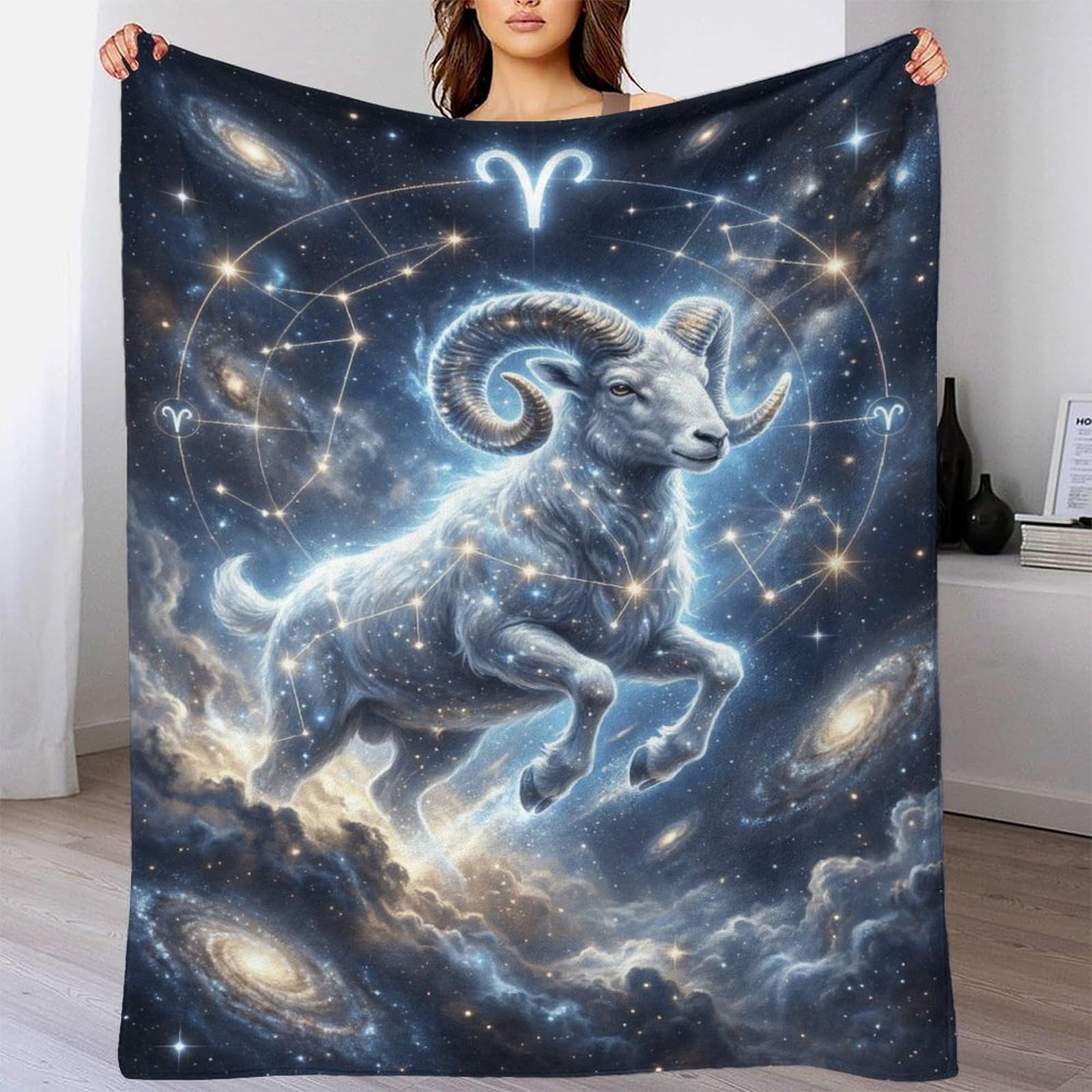 W7C8U2X3 Aries Zodiac for for Flannel Throw Blanket, Travel Bed Couch