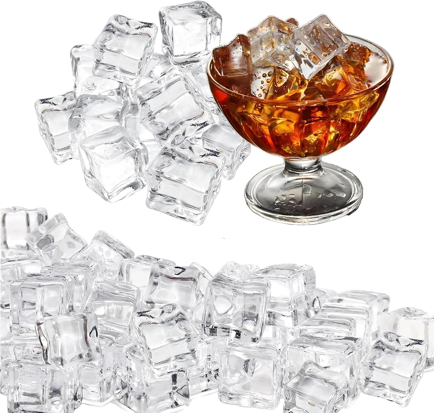 Fake Ice, 0.7'' Fake Ice Cubes Clear Acrylic Ice Cubes Vase Fillers for Centerpieces Square Rock Diamond Crystals for Photography Accessories Props Wedding Decoration Vase Fillers - 30 PCS