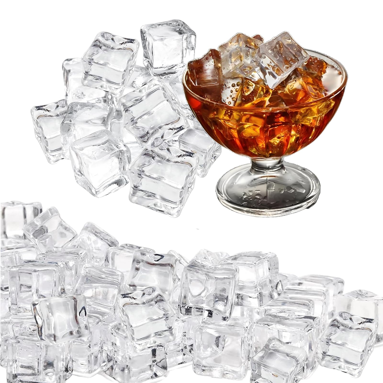 Fake Ice, 0.7'' Fake Ice Cubes Clear Acrylic Ice Cubes Vase Fillers for Centerpieces Square Rock Diamond Crystals for Photography Accessories Props Wedding Decoration Vase Fillers - 30 PCS-image-46
