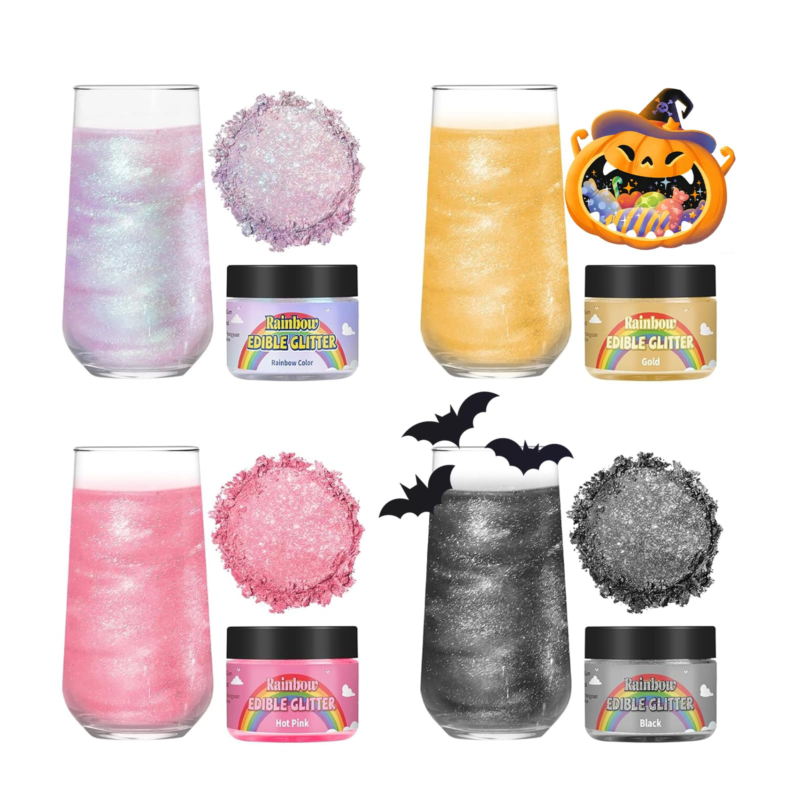 Edible Glitter for Cocktails, Rainbow Easter Luster Dust Edible for Drinks, Food Grade Shimmer Dust, Sprinkle Powder, Baking, Strawberries, Cupcakes, Cookies Decoration, Eggs, Candy