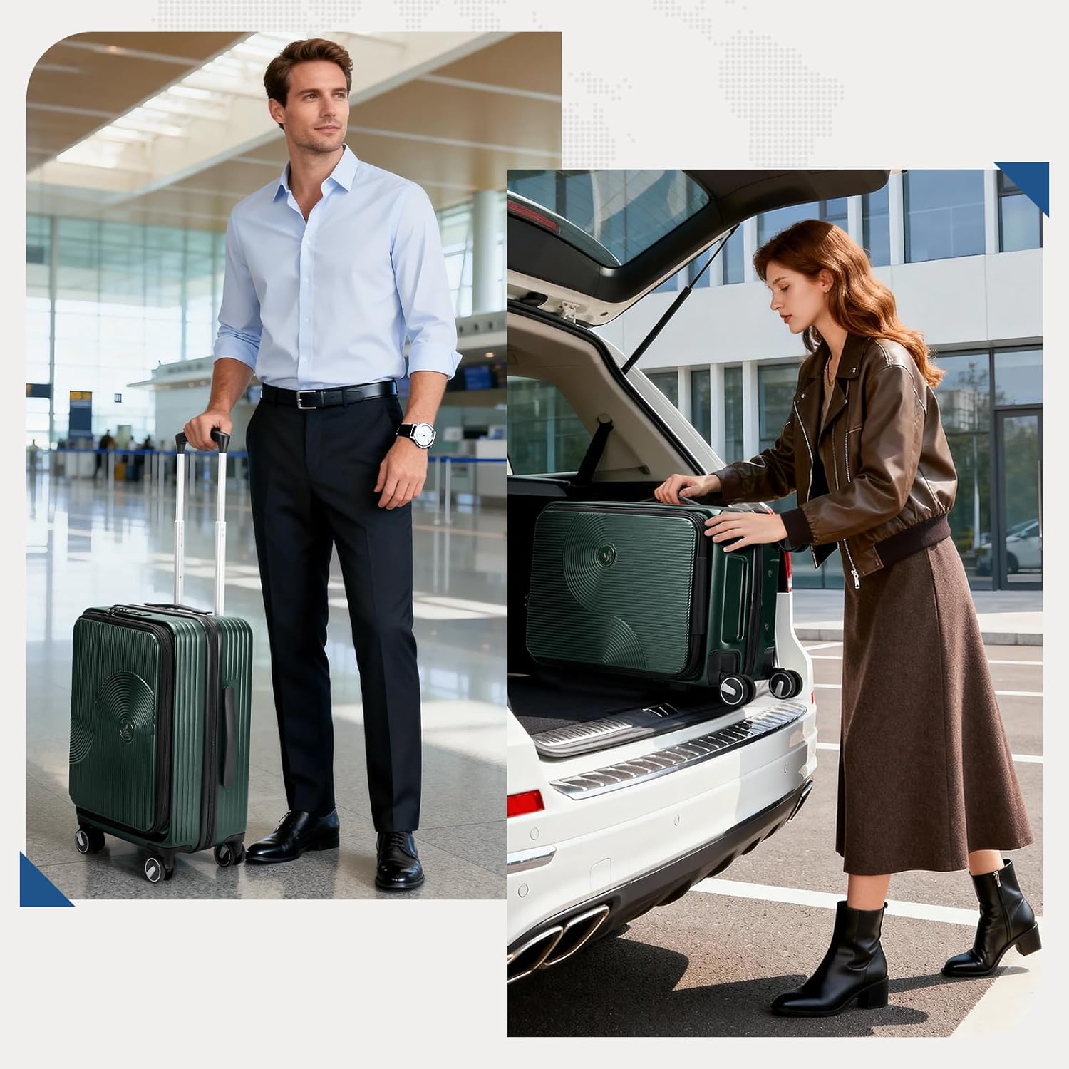 RAINSMORE Carry on Luggage 20 Inch Expandable, Airline Approved Carry on Suitcase Top Opening Hard Shell Rolling Travel Luggage with TSA Lock & Spinner Wheels, Green - Image 9