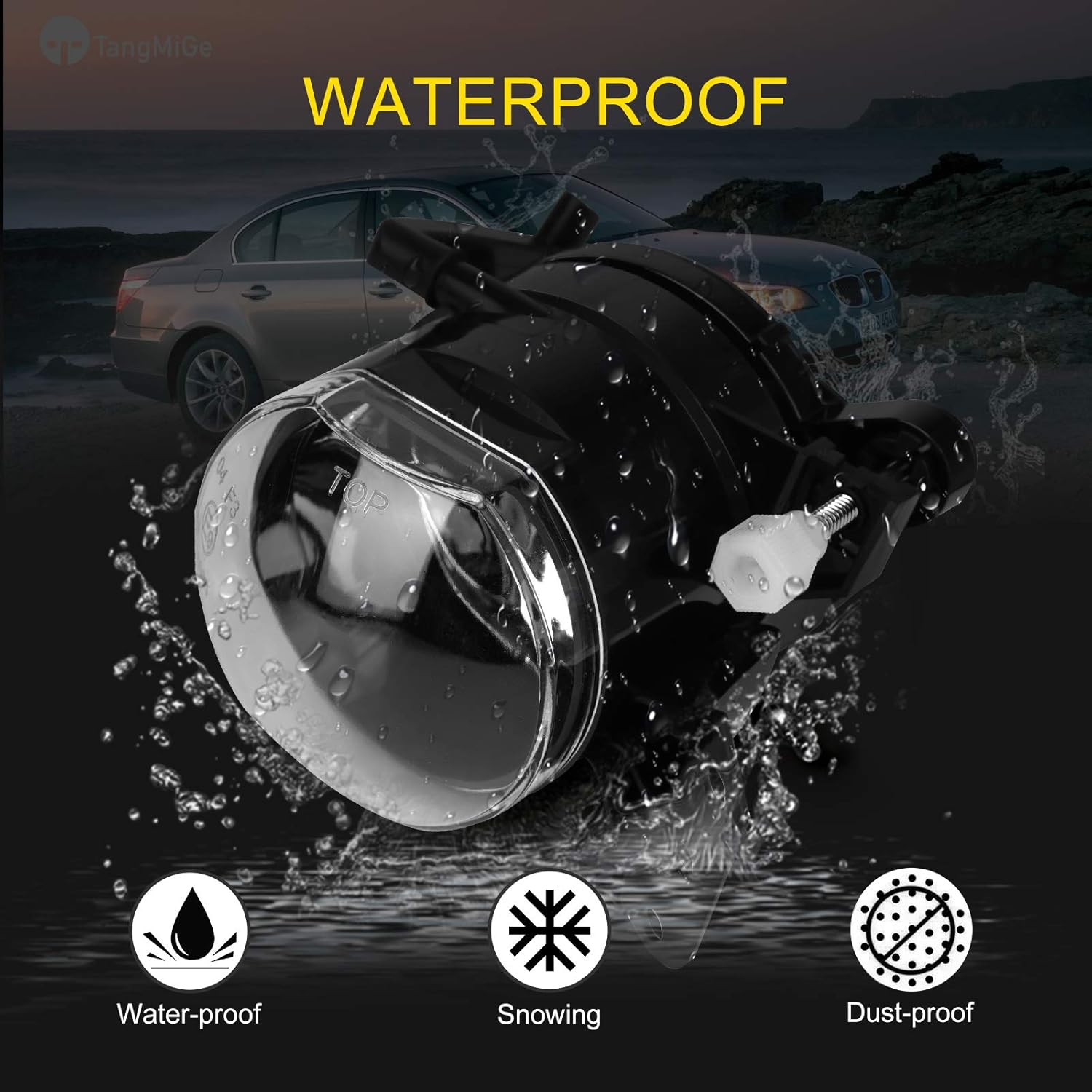 TangMiGe Fog Lights Lamps Assembly for 2003-2008 BMW 5 Series(E60 E61, 525i 525xi 530i 530xi 545i 550i) / 3 Series(E46, 325Ci 330Ci Convertible/Coupe), with Bulbs 9006 12V 55W, 1 Pair, Clear Lens