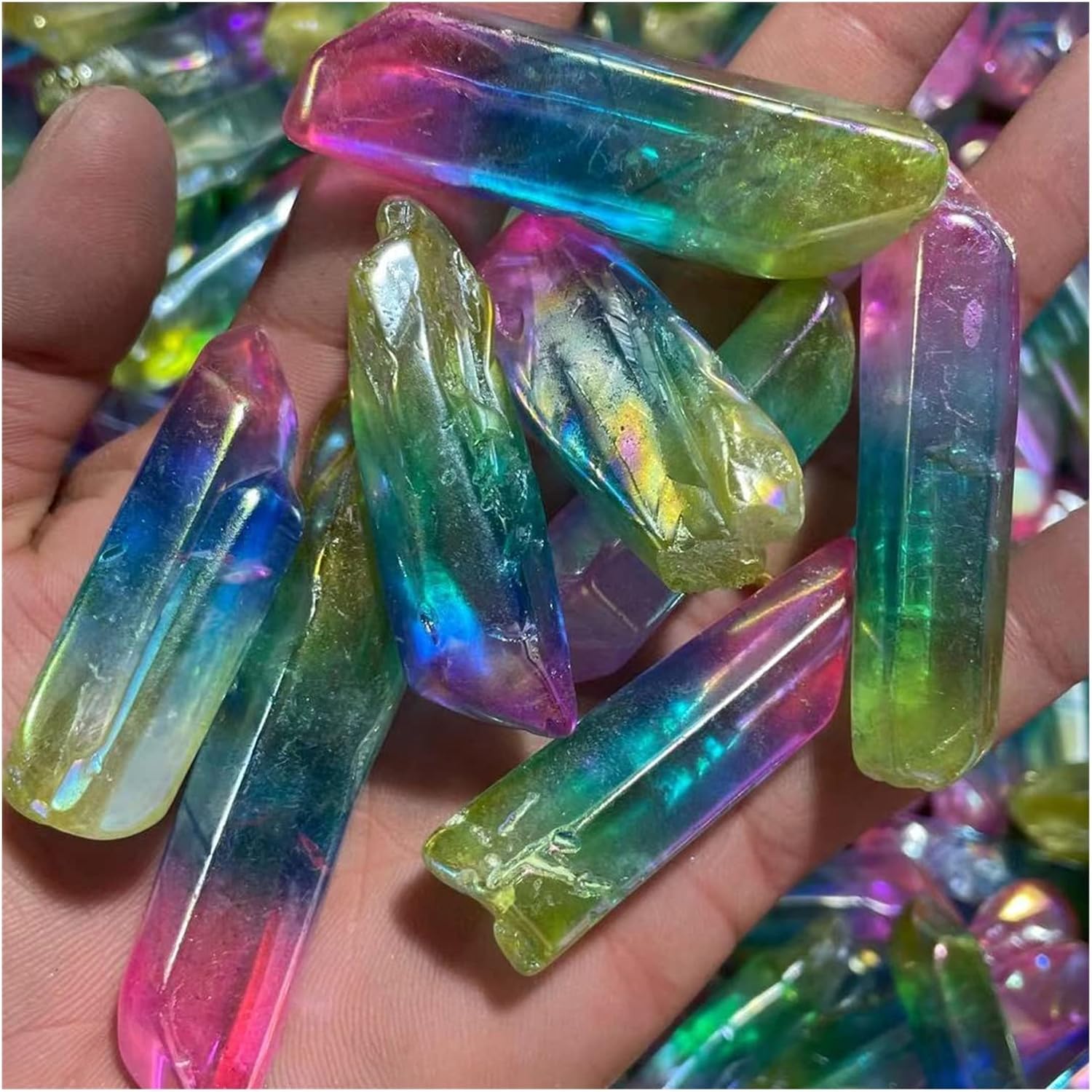 Natural Crystal Rough Natural Rock Quartz dot Multi-Color Electroplating Color Crystal dot Reiki (Size : 1000g)