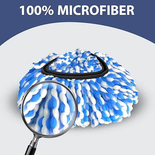 Miniatura 5 de Juego de repuesto de trapeador giratorio, incluye 2 cabezales de repuesto para trapeador, 1 mango de trapeador (poste ajustable de 4 secciones de 30