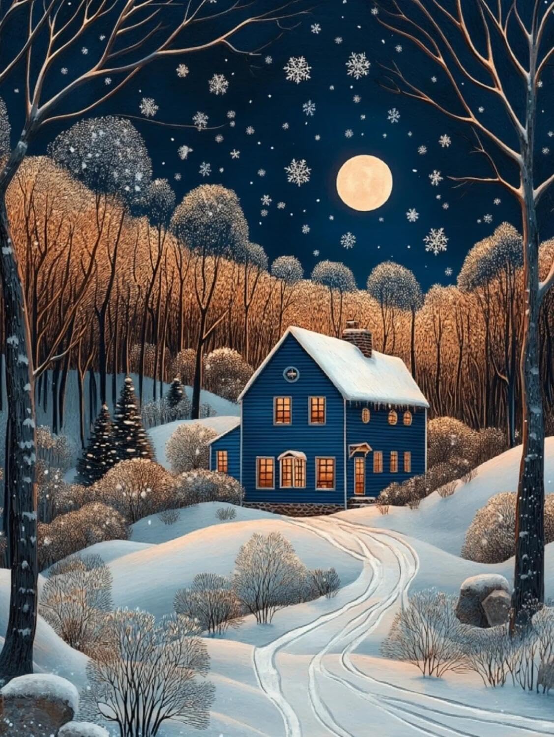 Rqwybcaxn Seed Bead Embroidery Kits Starry Sky and Cabin 40x50cm