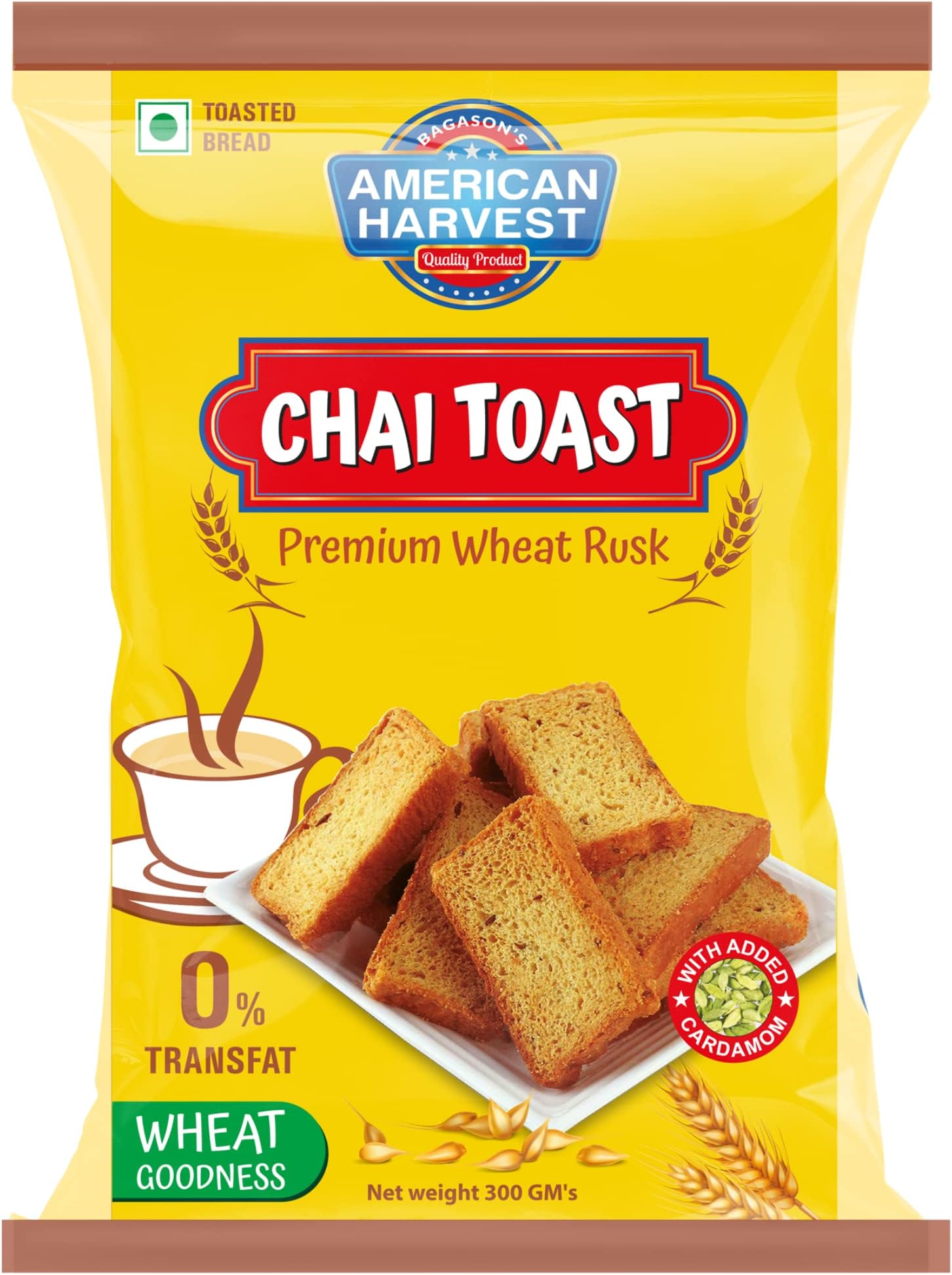 American Harvest Chai Toast Premium Wheat Rusk with Added Cardamom, 300 gm