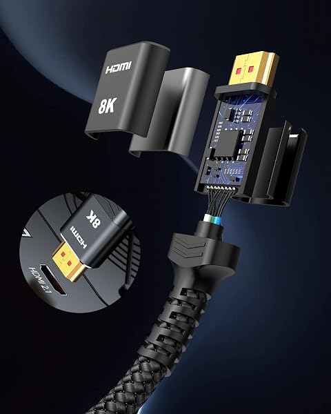 Highwings HDMI 2.1 Kabel 3meter Zertifiziertes, 10K 8K HDMI Kabel 48Gbps Ultra Highspeed 8K 60Hz 4K 120Hz 7680P eARC HDCP 2.2&2.3 DTS:X Dynamische HDR Kompatibel mit Soundbar HDTV Monitor - 1