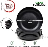 Vista 3 de Grow Forward Tazones de paja de trigo prémium para pasta, 30 onzas, irrompibles, anchos y poco profundos, juego de 6 cuencos de plástico