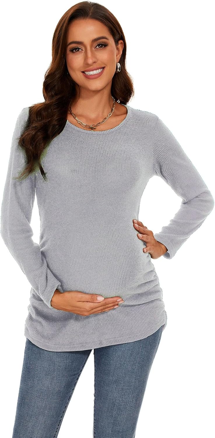 Smallshow Women's Maternity Sweater Shirt Long Sleeve Pregnancy Top Clothes - Image 2