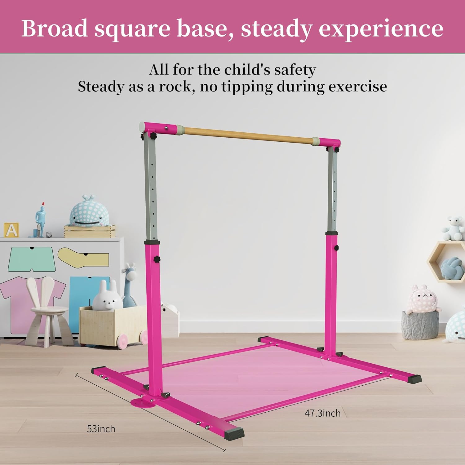 EL&IT·Wings Gymnastic Kip Bar,Horizontal Bar for Kids Girls Junior,3' to 5' Adjustable Height,Home Gym Equipment,Ideal for Indoor and Home Training,300lbs Weight Capacity