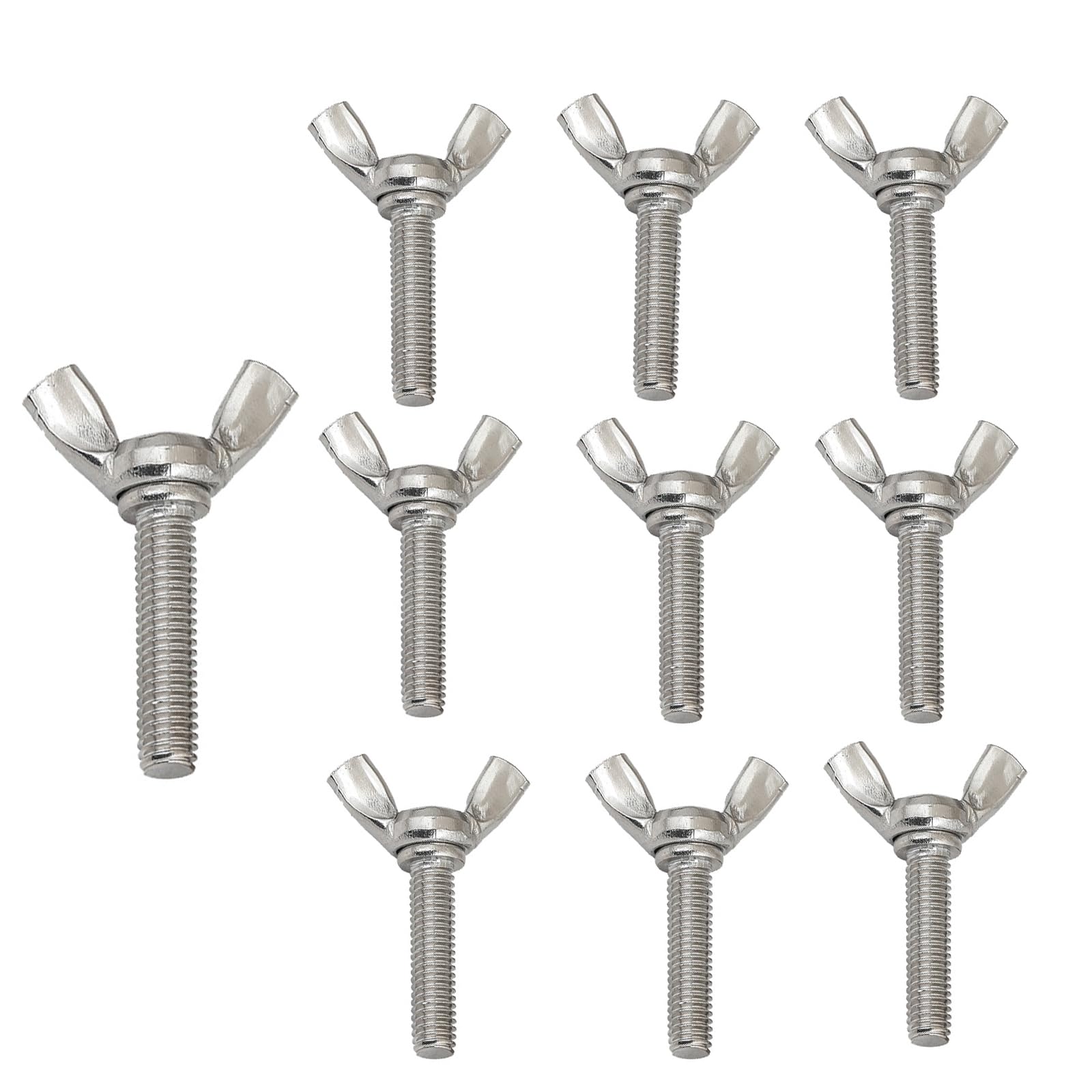 TOP-VIGOR M6 x 10mm Wing Bolts Wing Screws, 10Pcs Wing Butterfly Bolts Butterfly Screws for Machine Fastener Machinery Equipment