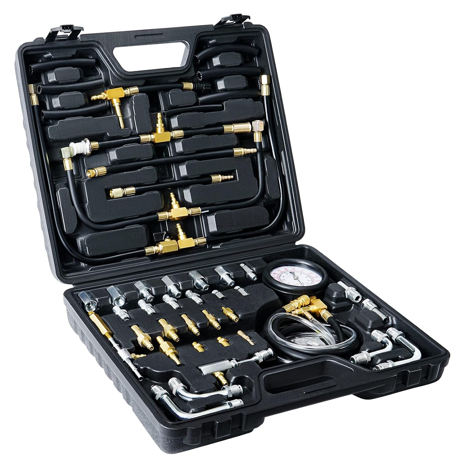 ORCISH Fuel Injection Pressure Gauge Tester Kit with Adapter Fitting Set,Professional Tester Kit Engine Fuel Pressure Gauge Master Automotive Tool Kit, Dual Scale for 0-140 PSI / 10 Bar : Automotive