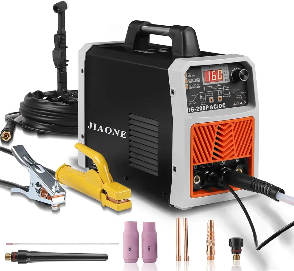 Máquina de Solda Tig Ac/Dc 200A com Pulso, Máquina de Solda Tig Para Alumínio 110V com Mma/Eletrodo Revestido/Tig Pulsado/Tig Ac/Dc Hf/Ponto, 6 Em 1, Multiprocesso Para Soldagem A Gás.