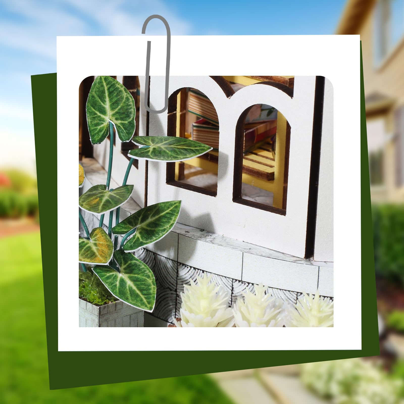 Cuteefun Kit DIY Casa in Miniatura per Adulti da Costruire, Modello di Mini Casa Fai-da-Te con Mobili Copertura e Strumenti, Idea Regali Artigianale Creativi per Il Regalo di Natale(Giardino Cielo)