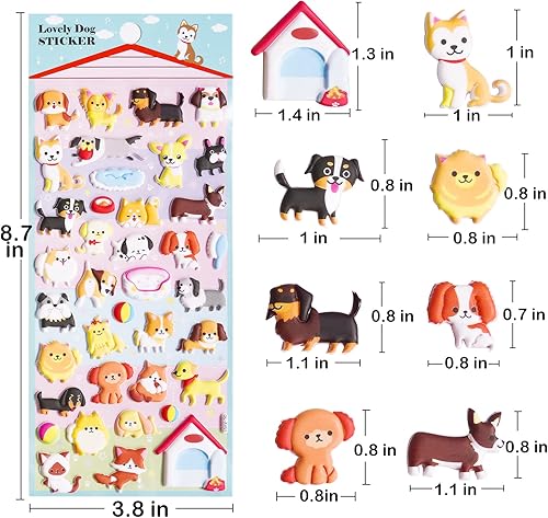 Miniatura 3 de Lindas calcomanías 3D de perro hinchado para niños de 4 a 8 años, 4 hojas reutilizables de espuma para cachorros, niños y niñas, regalo de fiesta,
