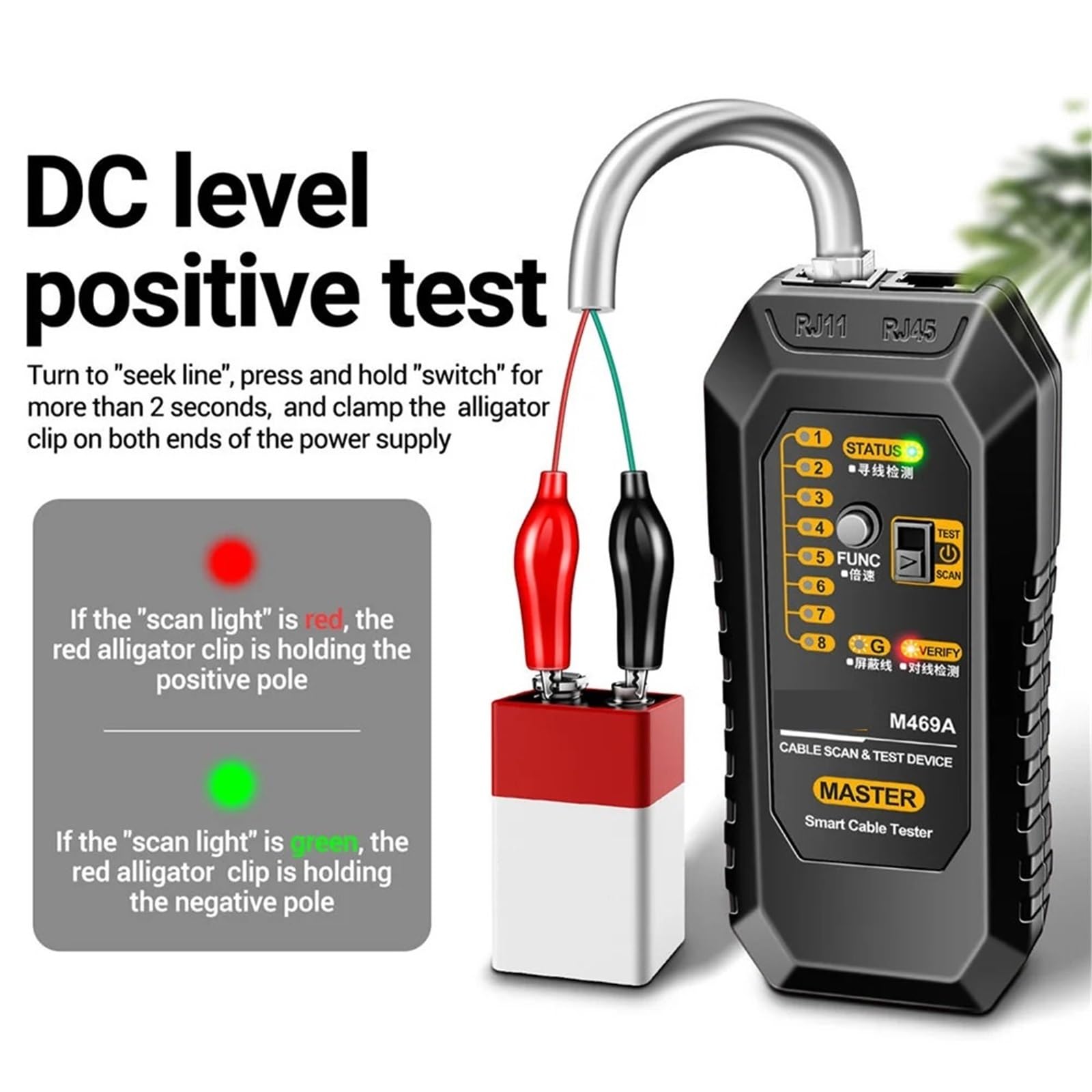 Netzwerk-Tester, RJ11/RJ45 Multifunktionaler Leitungssucher Anti-Interferenz-Testgerät Draht-Tracer Ethernet-Netzwerkkabel-Sortierungstester