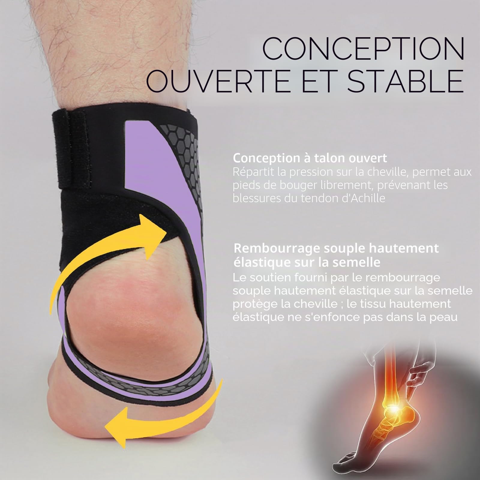 Lot de 2 chevillères de sport - Support élastique en nylon respirant avec double bande réglable en U - Unisexe pour course, football, fitness, récupération articulaire (taille unique noir +