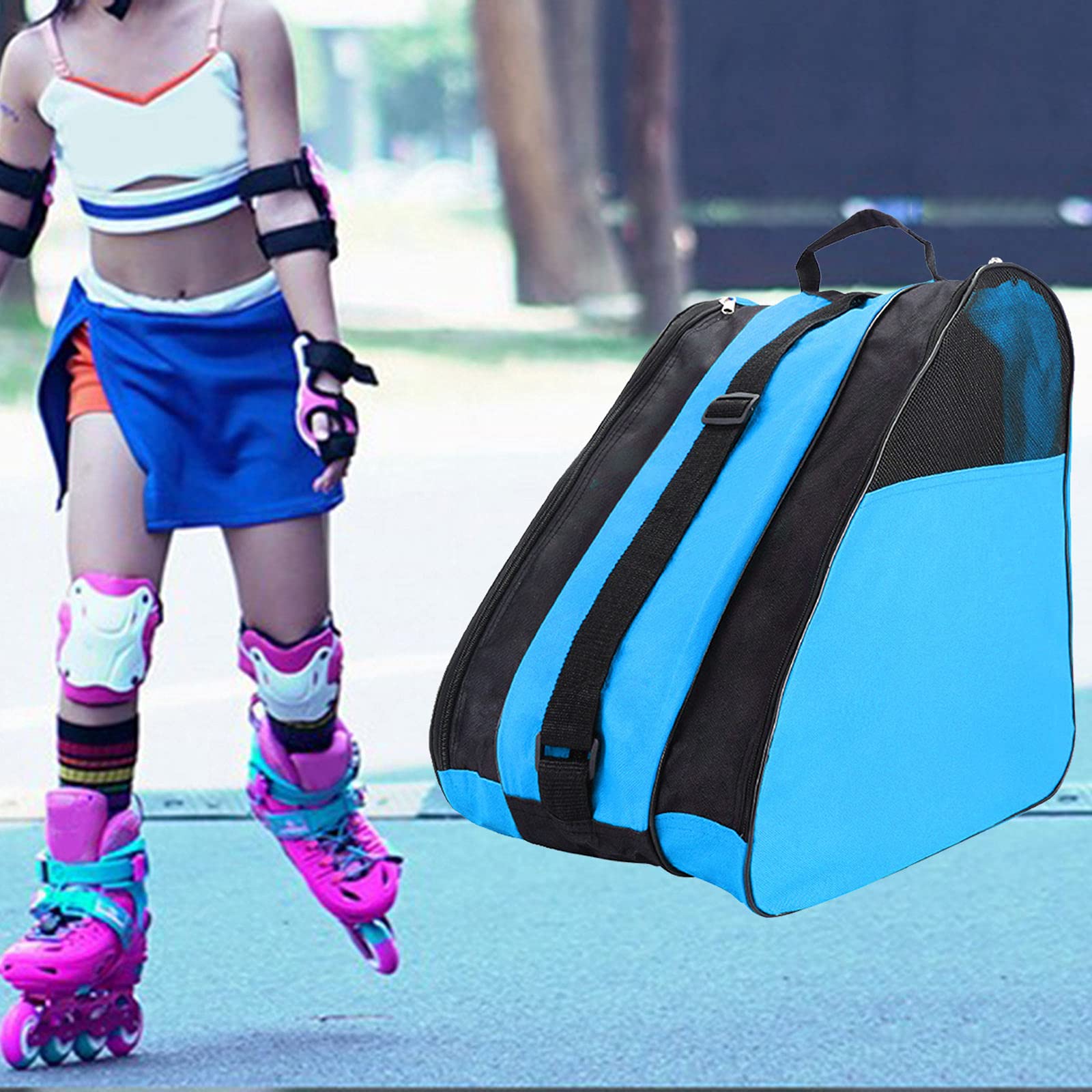 Sac à Patins à Glace Avec Bandoulière - 3 Compartiments, Respirant, Nylon Rose