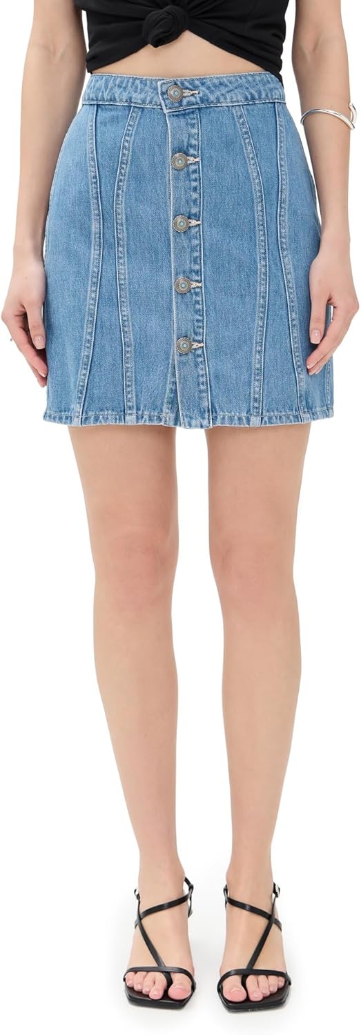 L'AGENCE Women's Phia Seamed Button Mini Skirt