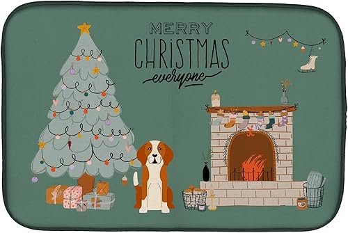 Miniatura 131 de Caroline's Treasures CK7824DDM - Tapete absorbente para secado de platos con diseño de bulldog inglés, rojo y blanco, para encimera de cocina, 14 x