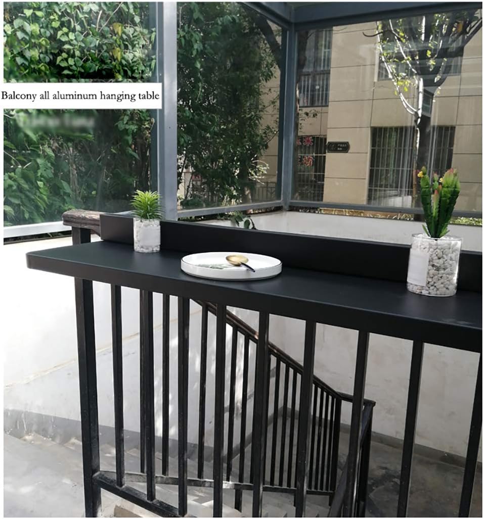 Balcony Railings Hanging Folding Table Dining Table Leisure Table, Not Easy to Rust, Can Be Placed Outdoors for A Long Time, The Height of The Porous Position is Adjustable