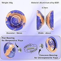 Vista 2 de Yoyo Metal Yo Yo Profesional Yoyos Responsivos, Yoyos de Doble Función, Yoyo Metálico con Bolsa, Guantes, 10 Cuerdas Yo-Yo y Kit de Rodamientos
