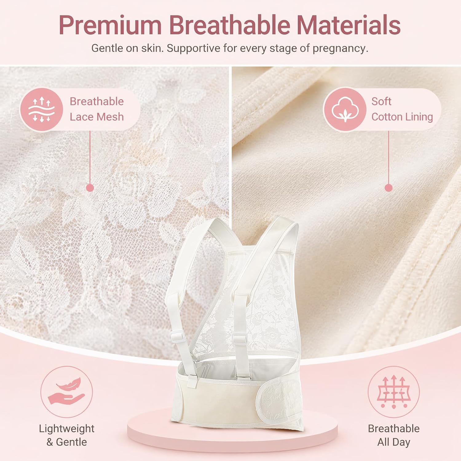 Belly Band with Adjustable Shoulder Strap Support Brace, Maternity Pregnancy Belt, Breathable Abdominal Binder Maternity Pregnancy Belt for Back, Waist, Pelvic Support Care
