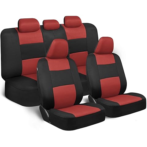 BDK PolyPro Car Seat Covers Full Set in Terracotta on Black, Front and Rear Split Bench Seat Covers for Cars, Easy to Install Car Seats Cover Set and Accessories for Auto Trucks Van SUV - Terracotta