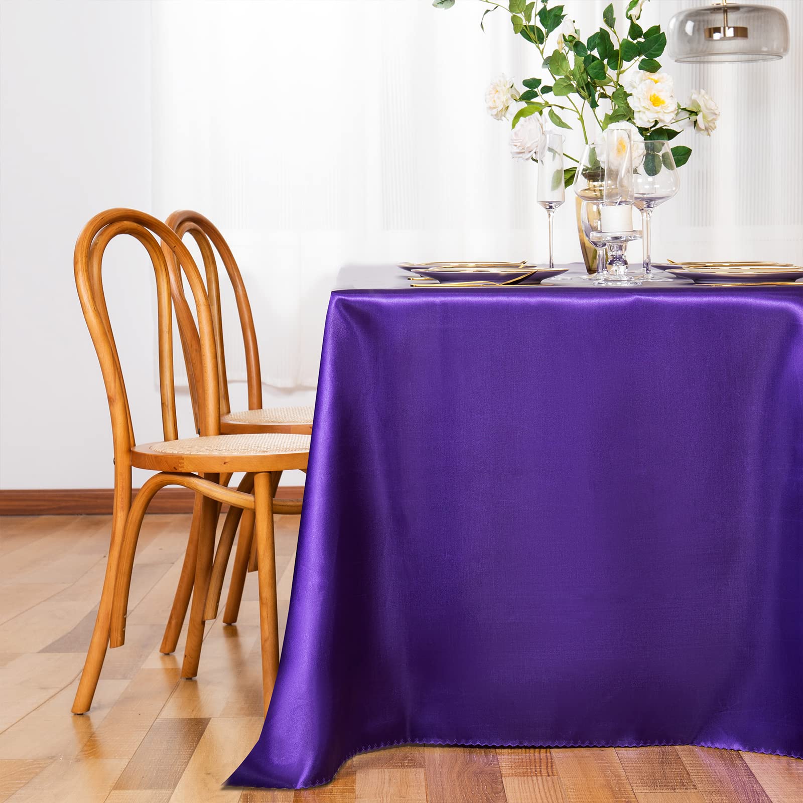 Confezione 4 Tovaglie In Raso Celeste – 152x250 Cm – Perfette Per Matrimoni E Banchetti - 3