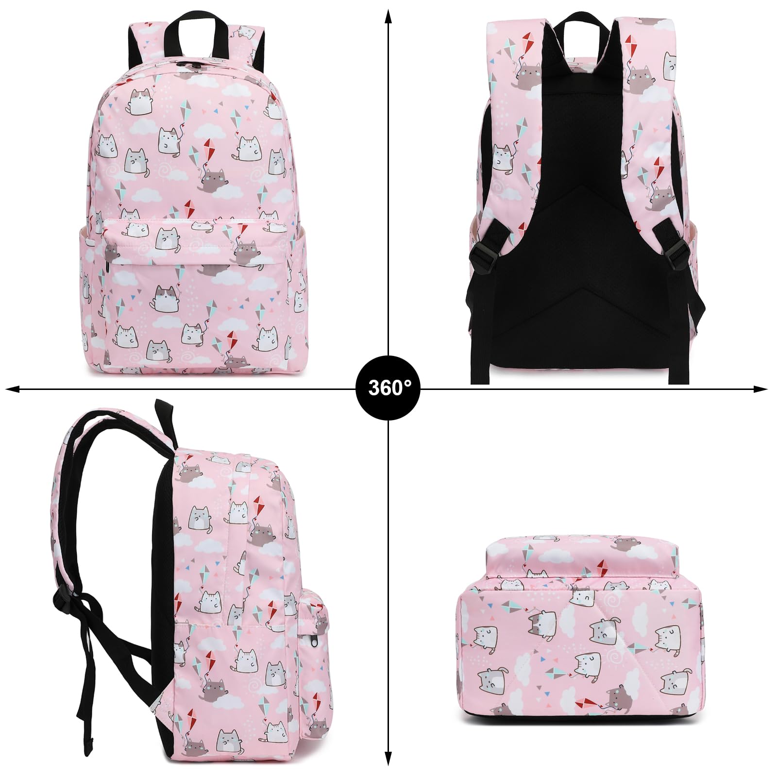 Mochilas Escolares Niña, 3 en 1 Mochila Escolar Chica Mochila Colegio con Bolsa de Almuerzo Estuche de Lápices
