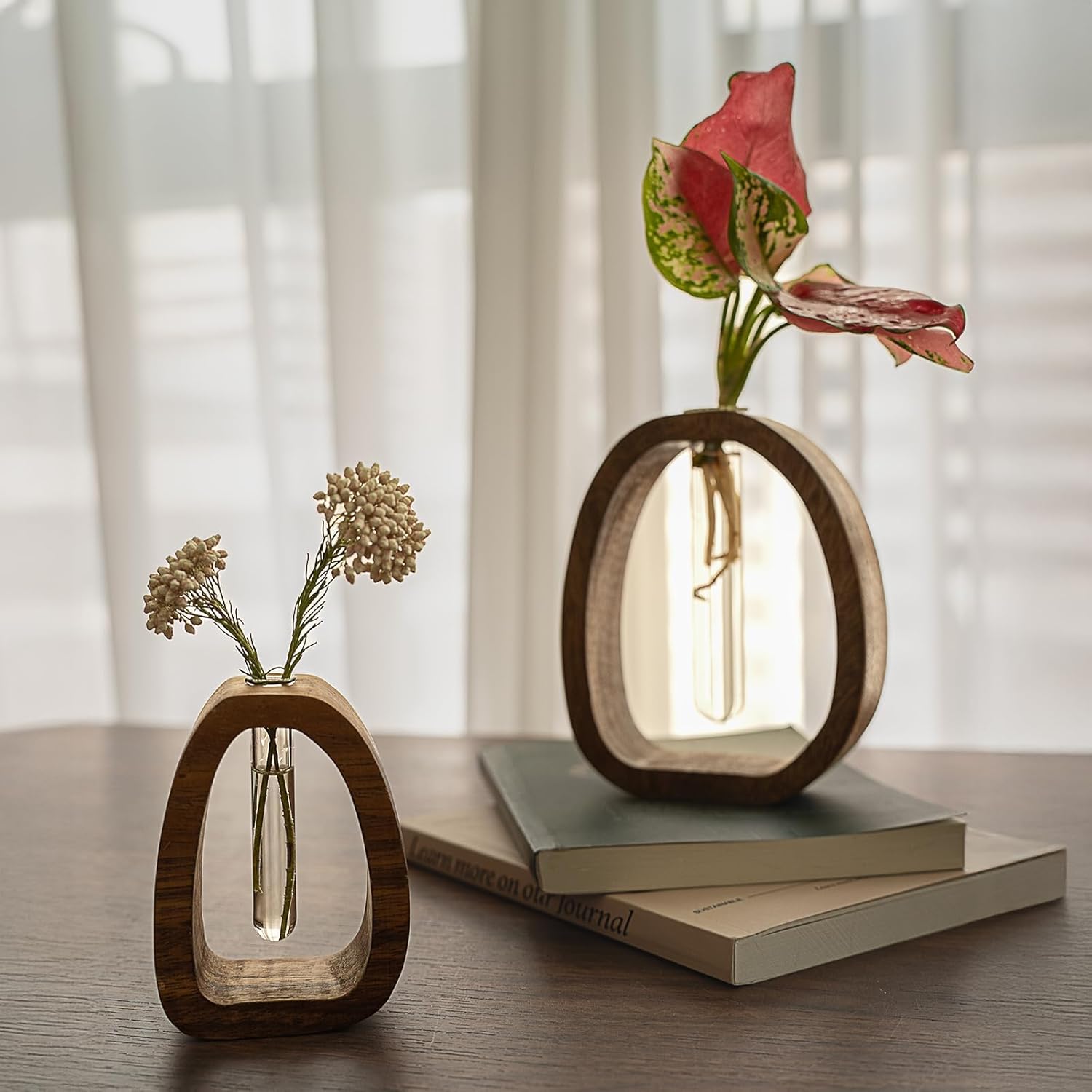 Modern Wooden Glass Test Tube Vase - Desk Plant Decor, Suitable for Home and Office Use - Image 8