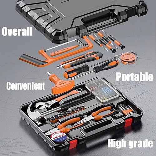 Miniatura 3 de Kit de herramientas para el hogar, 182 piezas, juego de herramientas portátiles de reparación del hogar, kit de herramientas básicas para el hogar
