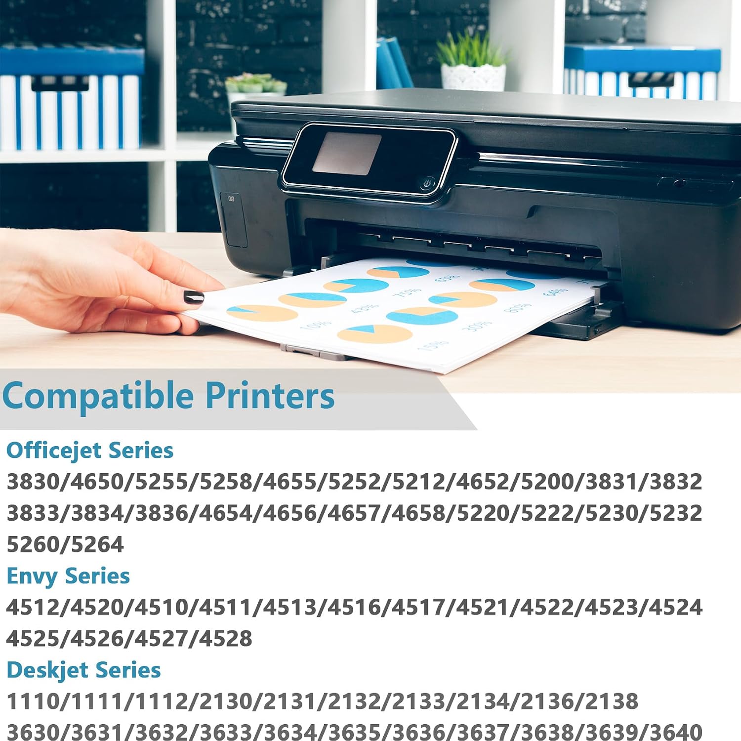 63XL Ink Cartridge Replacement for HP 63 XL Black Combo for HP63 HP63XL for 4650 3830 5255 4520 5258 3630 4652 4655 5200 4512 3632 5252 2132 1112 2130 4510 3634 3833 Printer with V10.3.1 Chip,2-Pack