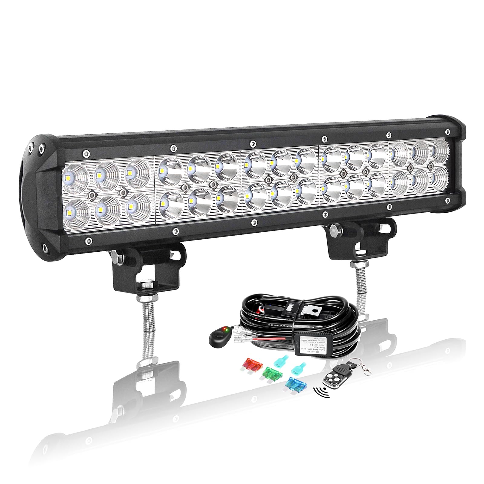 AUXTINGS Pasek LED 38 cm 90 W Con Okablowanie Stroboskop Rampa LED Wodoodporna Bar LED 12 V 24 V Projektor LED dalekiego zasięgu światła robocze LED do pojazdów 4 x 4 samochód ciężarowy ciągnik Quad