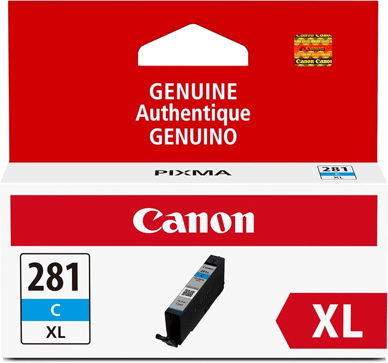 Tanque de tinta cian original Canon CLI-281 XL, compatible con impresoras de las series TR8520, TS9120,TS8120, TS6120, TS9521C/a, TS9520/a, TS8220, TS6220, TS8320, TS6320, TS702/a y TR8620/a.