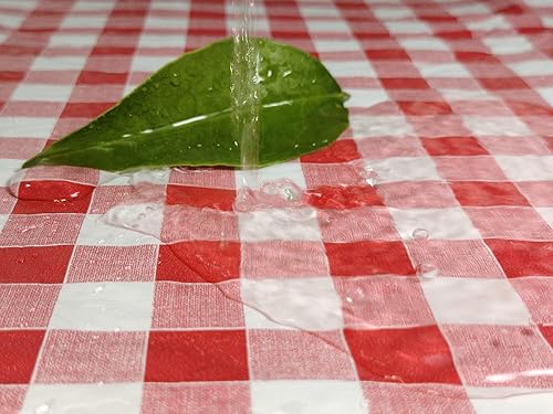 Miniatura 3 de Mantel cuadrado de vinilo a cuadros rojos estilo italiano a cuadros con 6 clips para mantel gratis, perfecto para mesa de comedor, tamaño 60 x 60